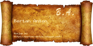 Bertan Anton névjegykártya